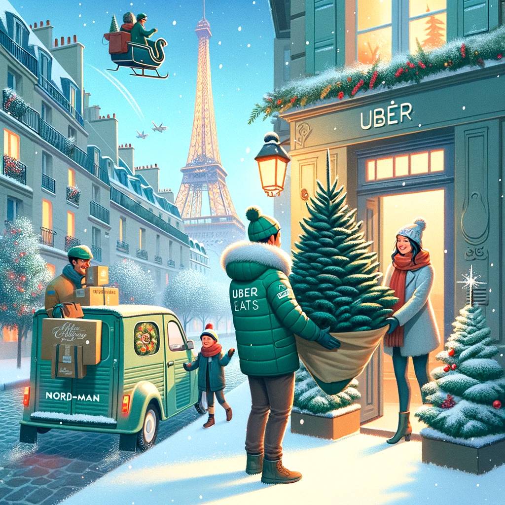 Uber Eats et Monceau Fleurs réinventent Noël avec la livraison de sapins à domicile