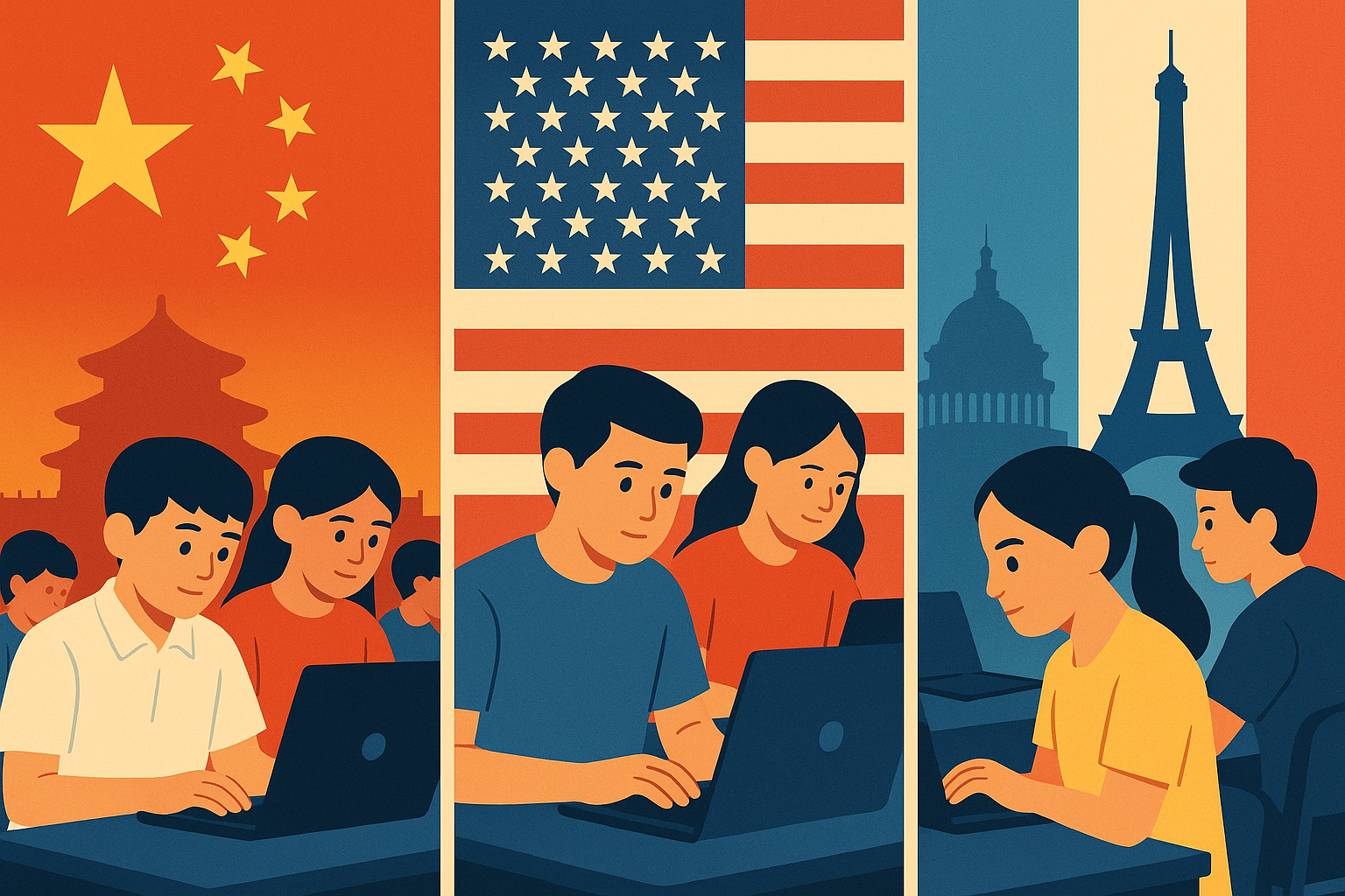 IA à l’école : Chine, USA, France, trois visions d’un enjeu stratégique